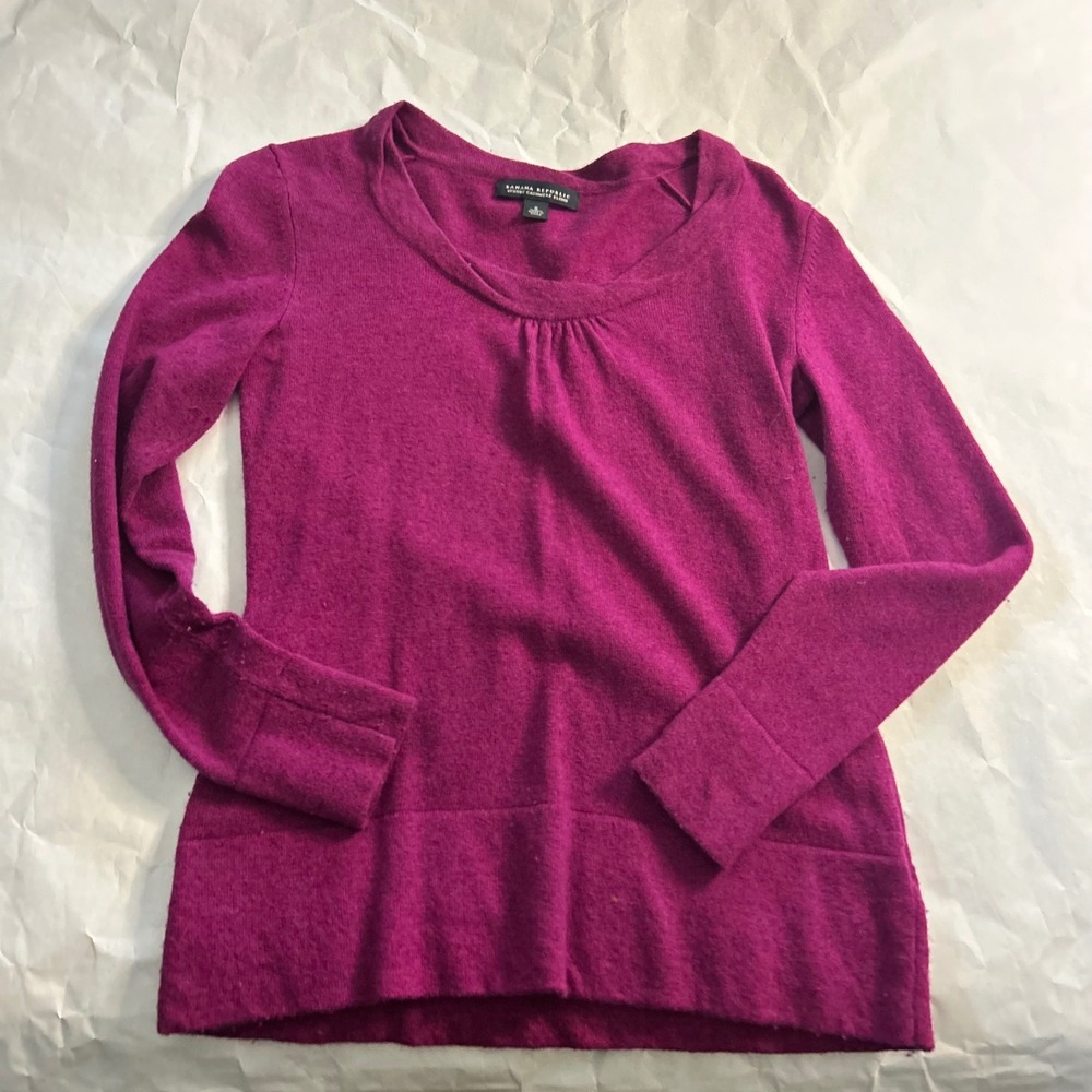 Banana‎ Republic Luxury Cashmere Blend Pullover Sweater Magenta Purple S Wool
